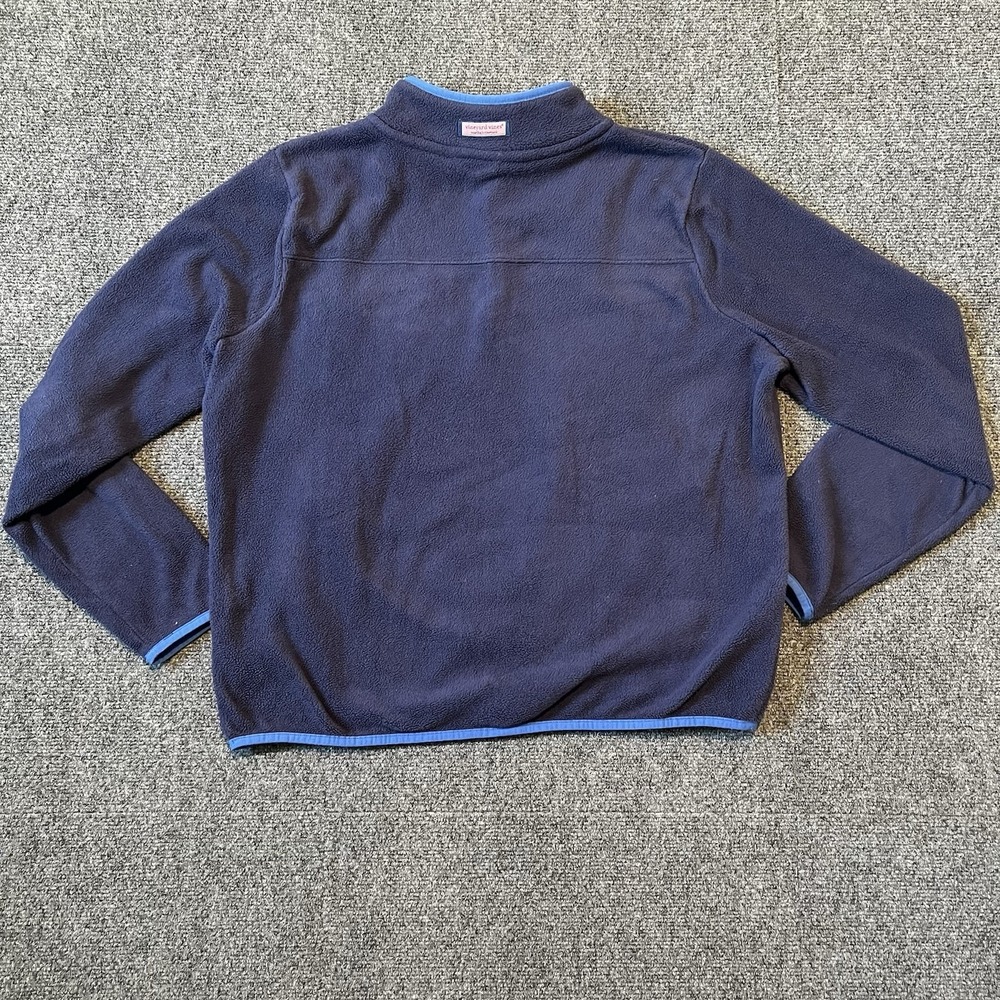 Vineyard Vines Quarter Zip Womens Large Navy Blue Pink Fleece Pullover - Picture 3 of 6